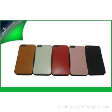 White Soft TPU Protective PU Leather Case , Iphone 5S Stick